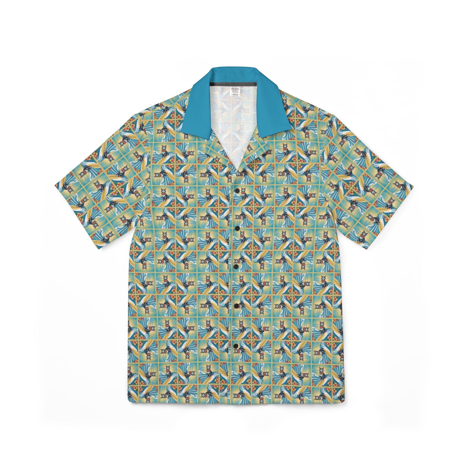 Surfer Kitties Men's Hawaiian Camp Shirt - Clothing, Hawaiian Style Shirts - EpiAl's Shop