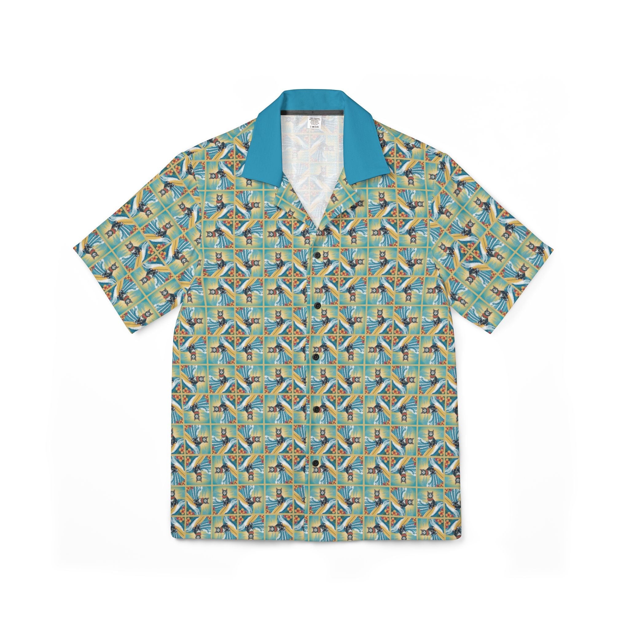 Surfer Kitties Men's Hawaiian Camp Shirt - Clothing, Hawaiian Style Shirts - EpiAl's Shop