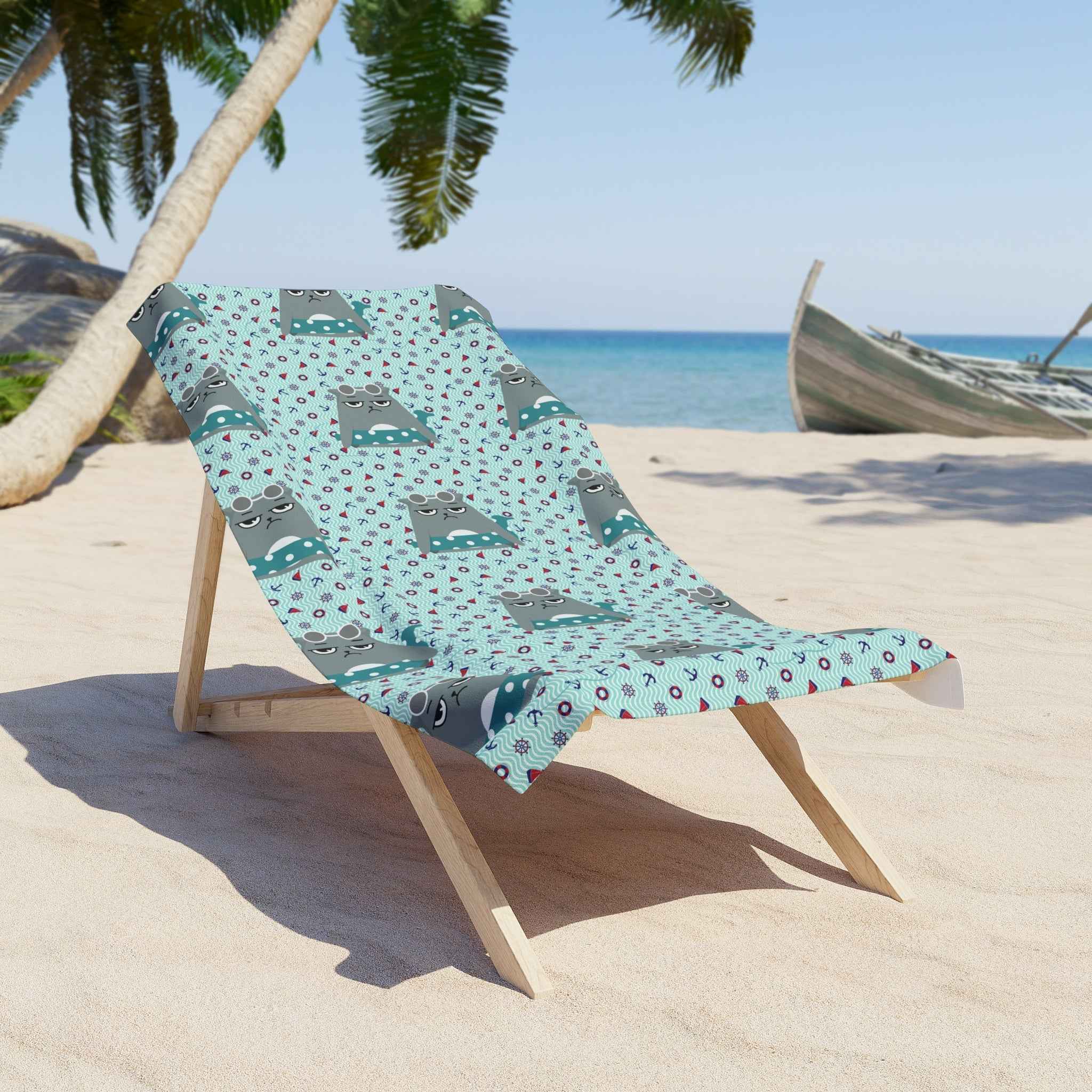 Swimming Grouch Cat Beach Towel