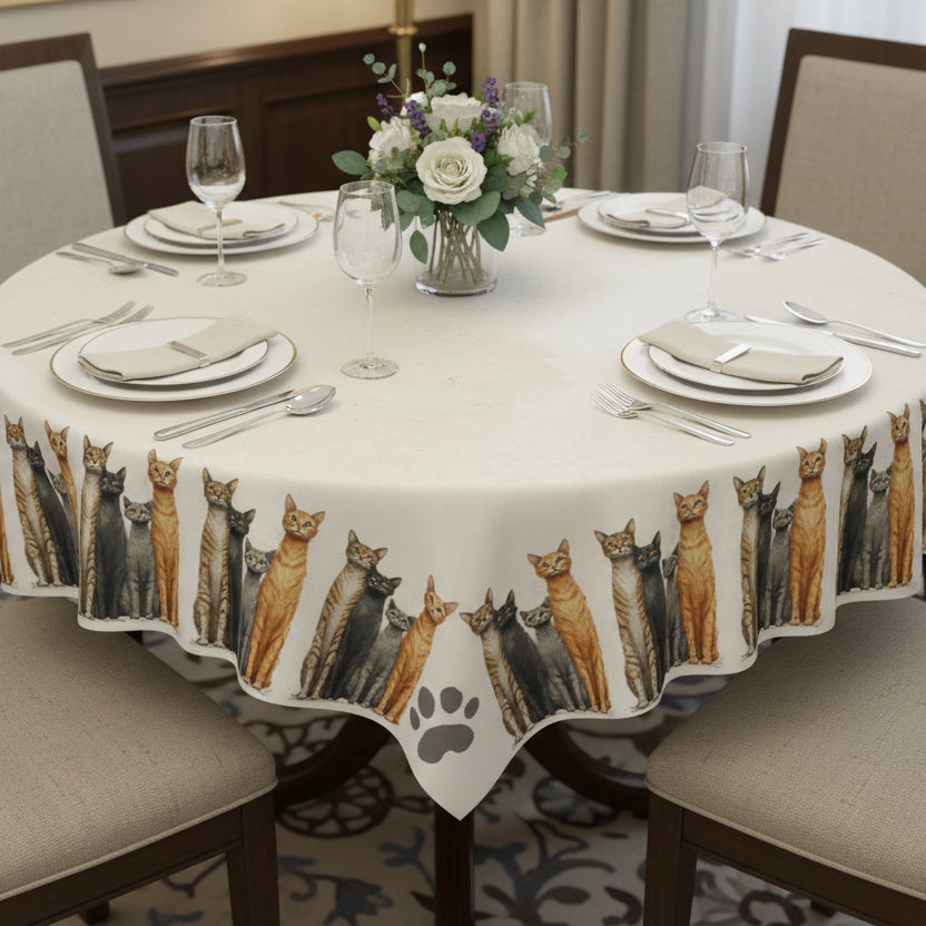 Tablecloth with Tall Kitties Design, Great for Cat Lovers - Decor, Dining, Table Decor - EpiAl's Shop