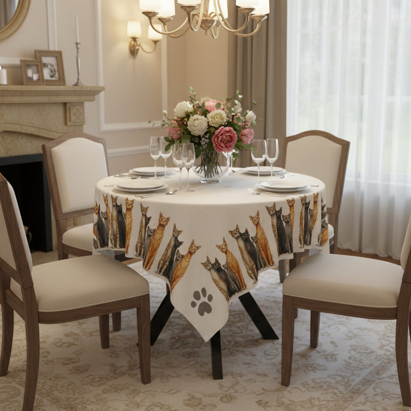 Tablecloth with Tall Kitties Design, Great for Cat Lovers - Decor, Dining, Table Decor - EpiAl's Shop