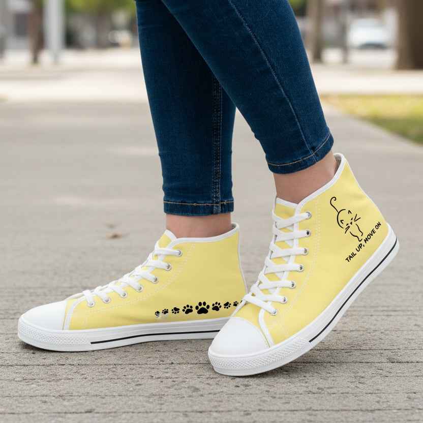 Tail Up, Move On High-Top Canvas Sneakers - Shoes, Sneakers - EpiAl's Shop