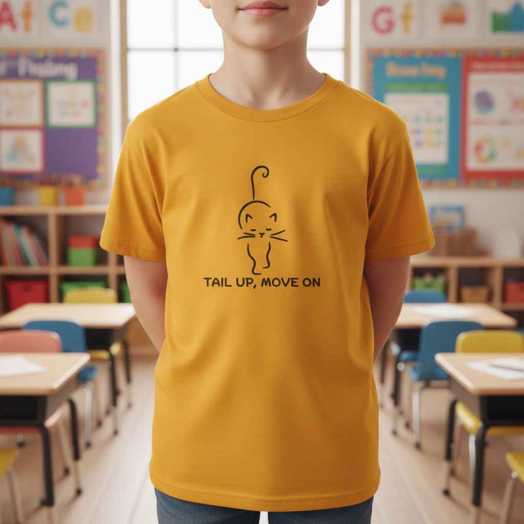 Tail Up, Move On Youth Tee – Small Human, Big Attitude - Clothing, Youth, Unisex, T-Shirt - EpiAl's Shop