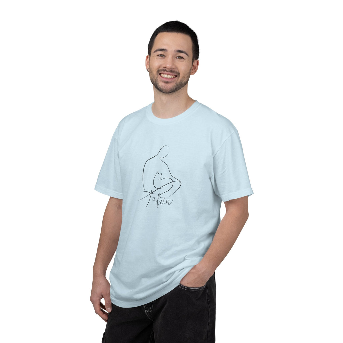 Taken | Abstract Person & Cat Line Art T-Shirt - Clothing, Unisex, T-Shirts - EpiAl's Shop