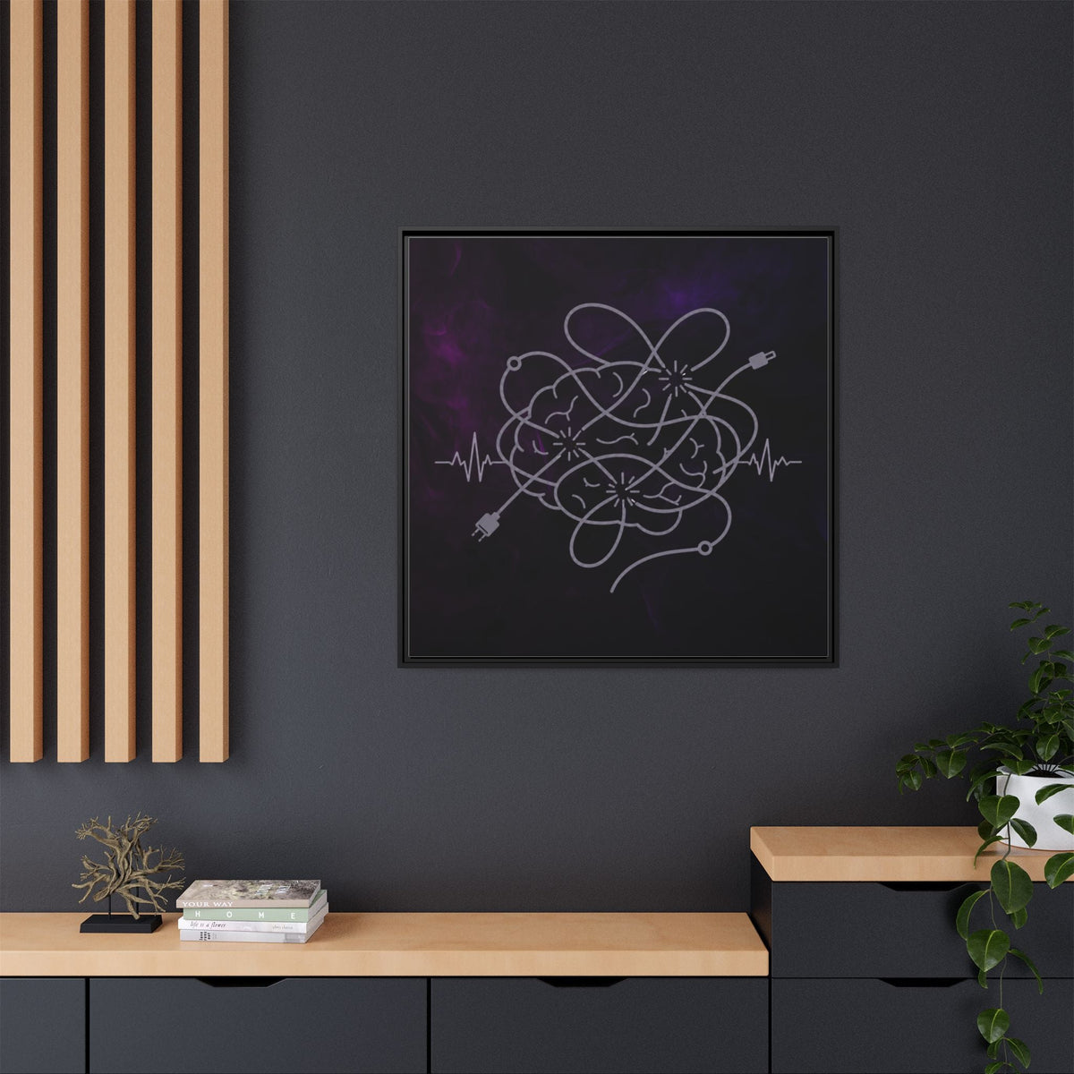 Tangled Brain Epilepsy Awareness Framed Canvas Print - Decor, Artwork, Prints - EpiAl's Shop