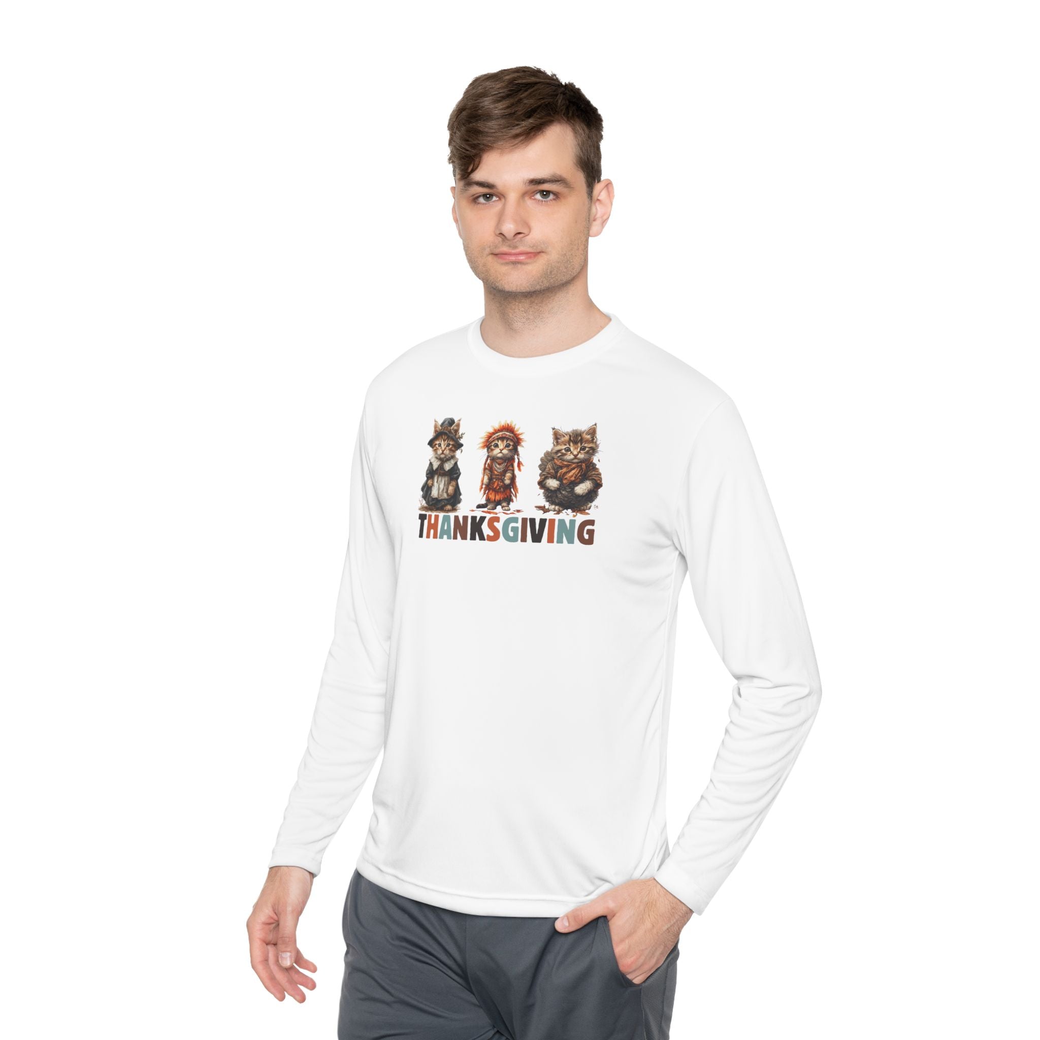 Thanksgiving Cat Themed Unisex Long Sleeve Tee - Clothing, T-shirts, Long - Sleeve - EpiAl's Shop