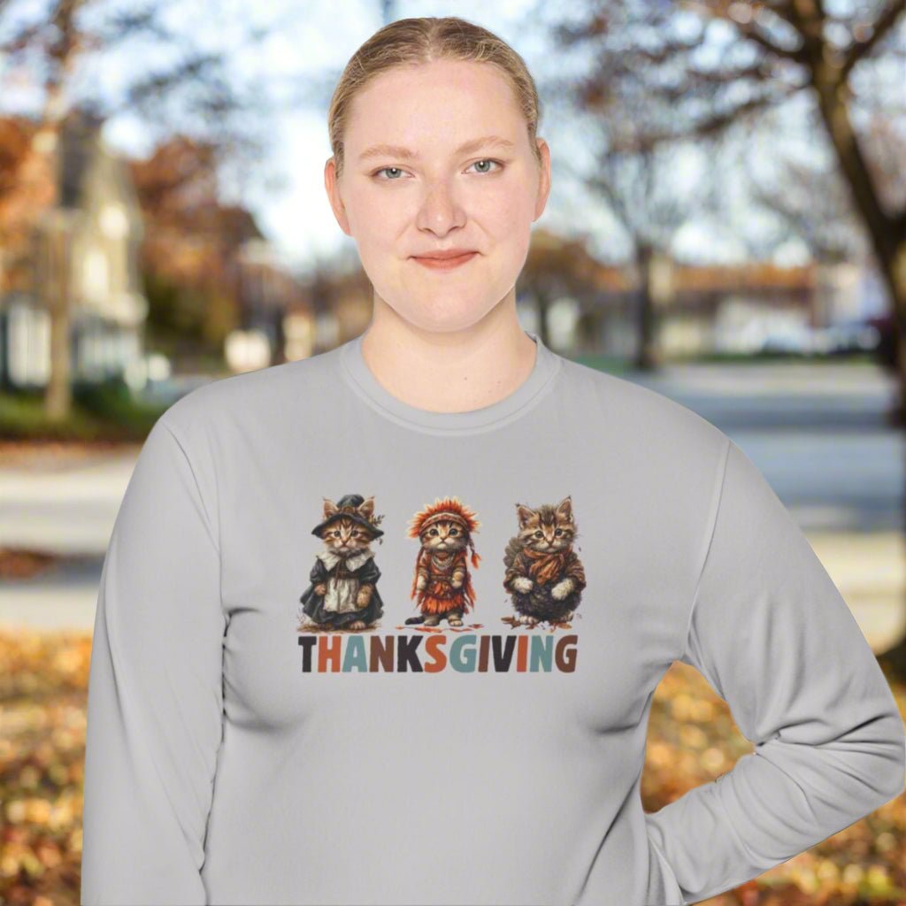Thanksgiving Cat Themed Unisex Long Sleeve Tee - Clothing, T-shirts, Long - Sleeve - EpiAl's Shop