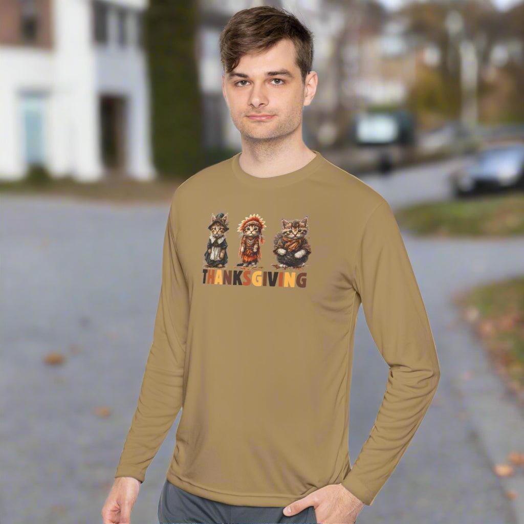 Thanksgiving Cat Themed Unisex Long Sleeve Tee - Clothing, T-shirts, Long - Sleeve - EpiAl's Shop