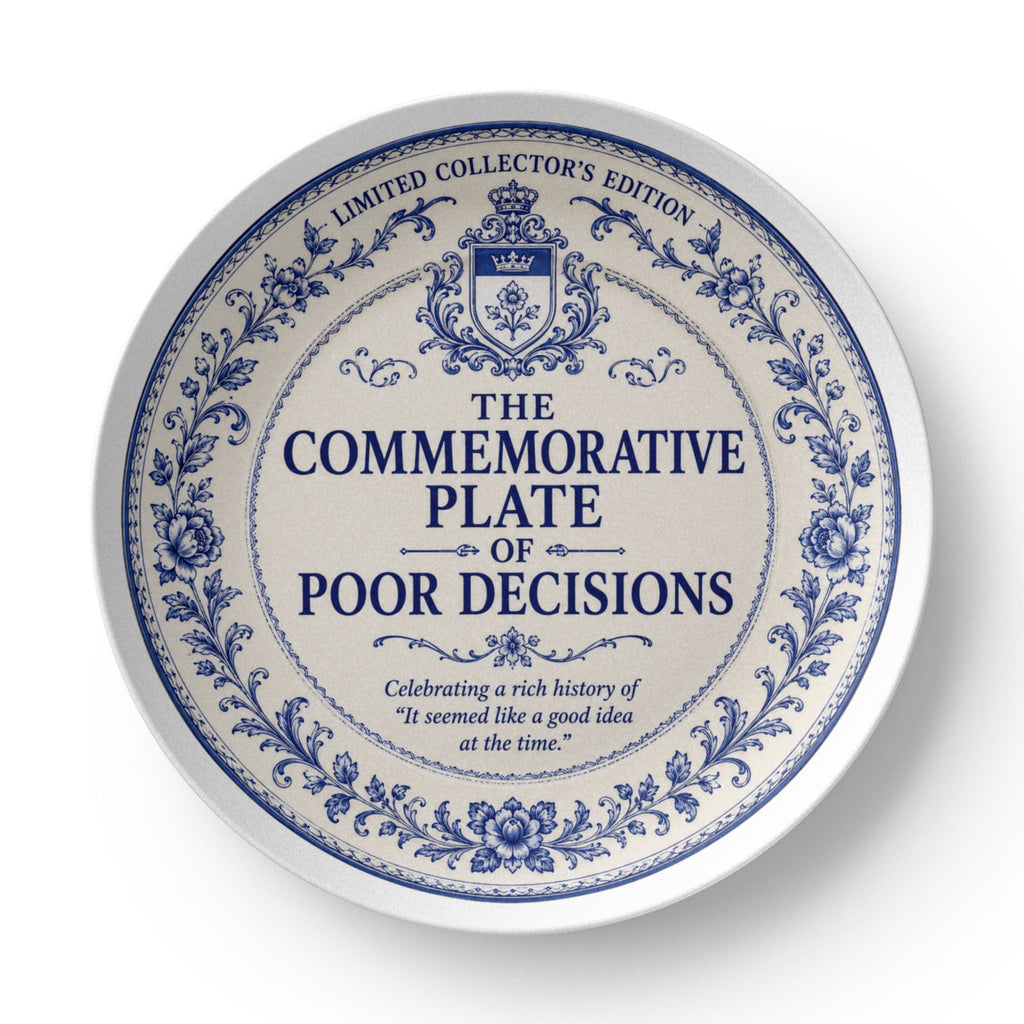 The Commemorative Plate of Poor Decisions | Funny 10" Collector Plate - Tableware, Plates - EpiAl's Shop