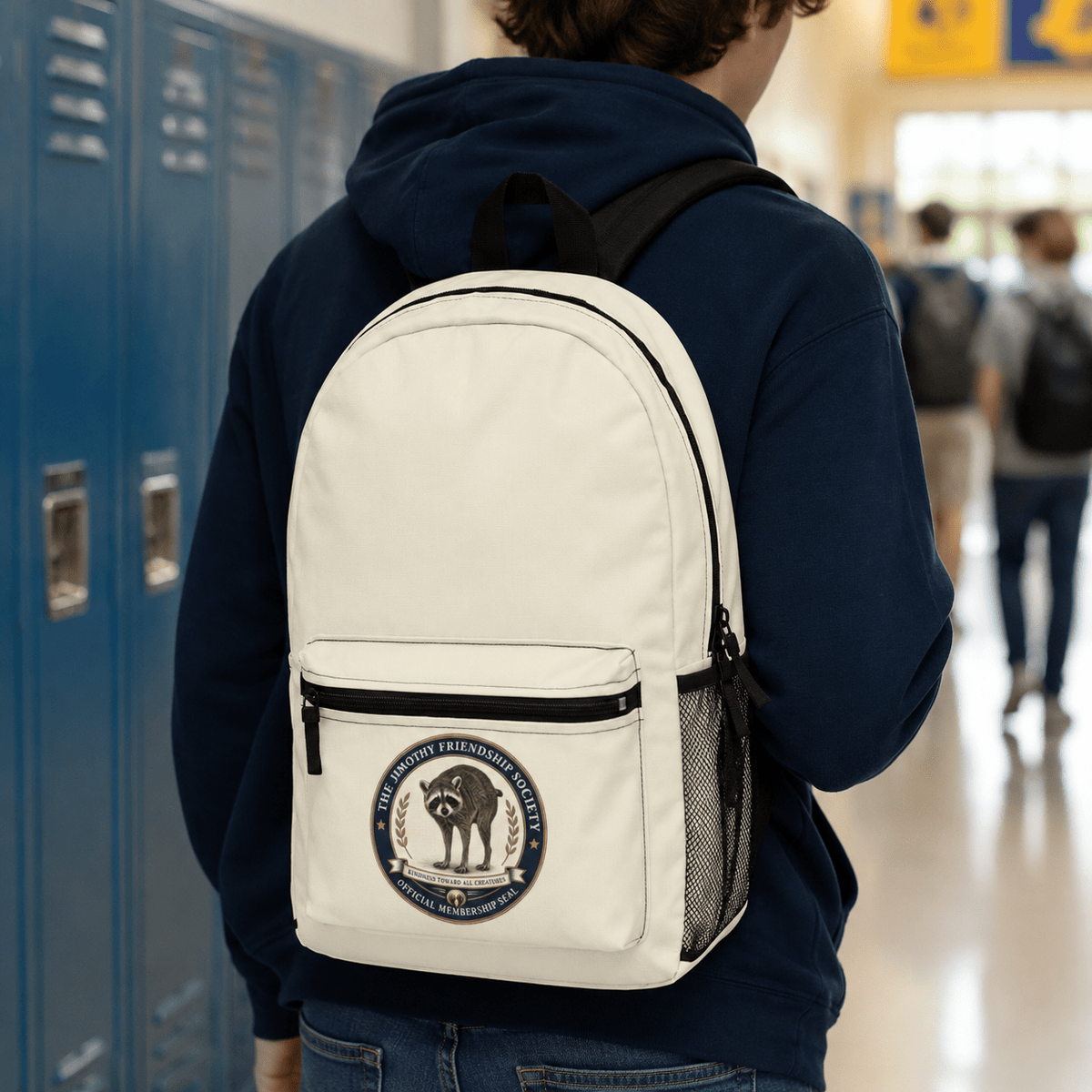 The Jimothy Friendship Society Backpack | Raccoon Badge Daypack - Bags, Backpack - EpiAl's Shop