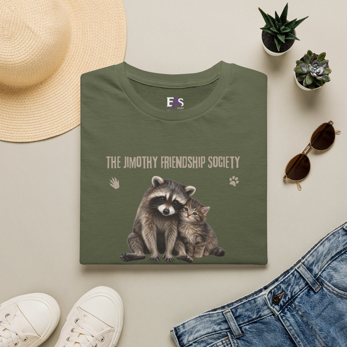 The Jimothy Friendship Society T-Shirt | Raccoon and Kitten Tee - Clothing, Unisex, T-Shirts - EpiAl's Shop