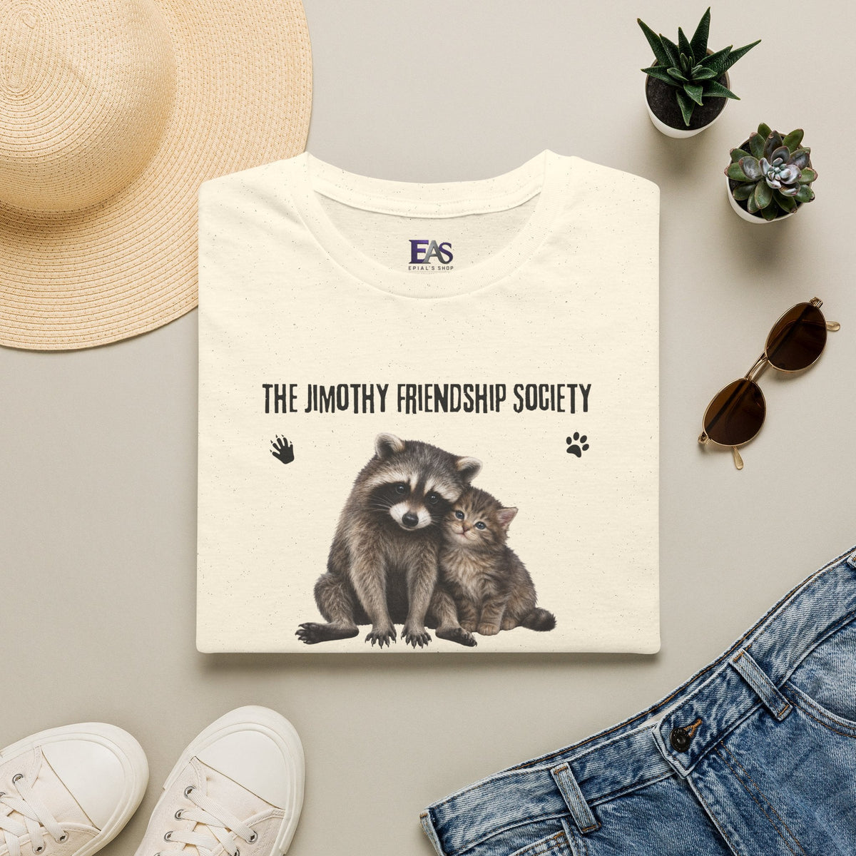 The Jimothy Friendship Society T-Shirt | Raccoon and Kitten Tee - Clothing, Unisex, T-Shirts - EpiAl's Shop