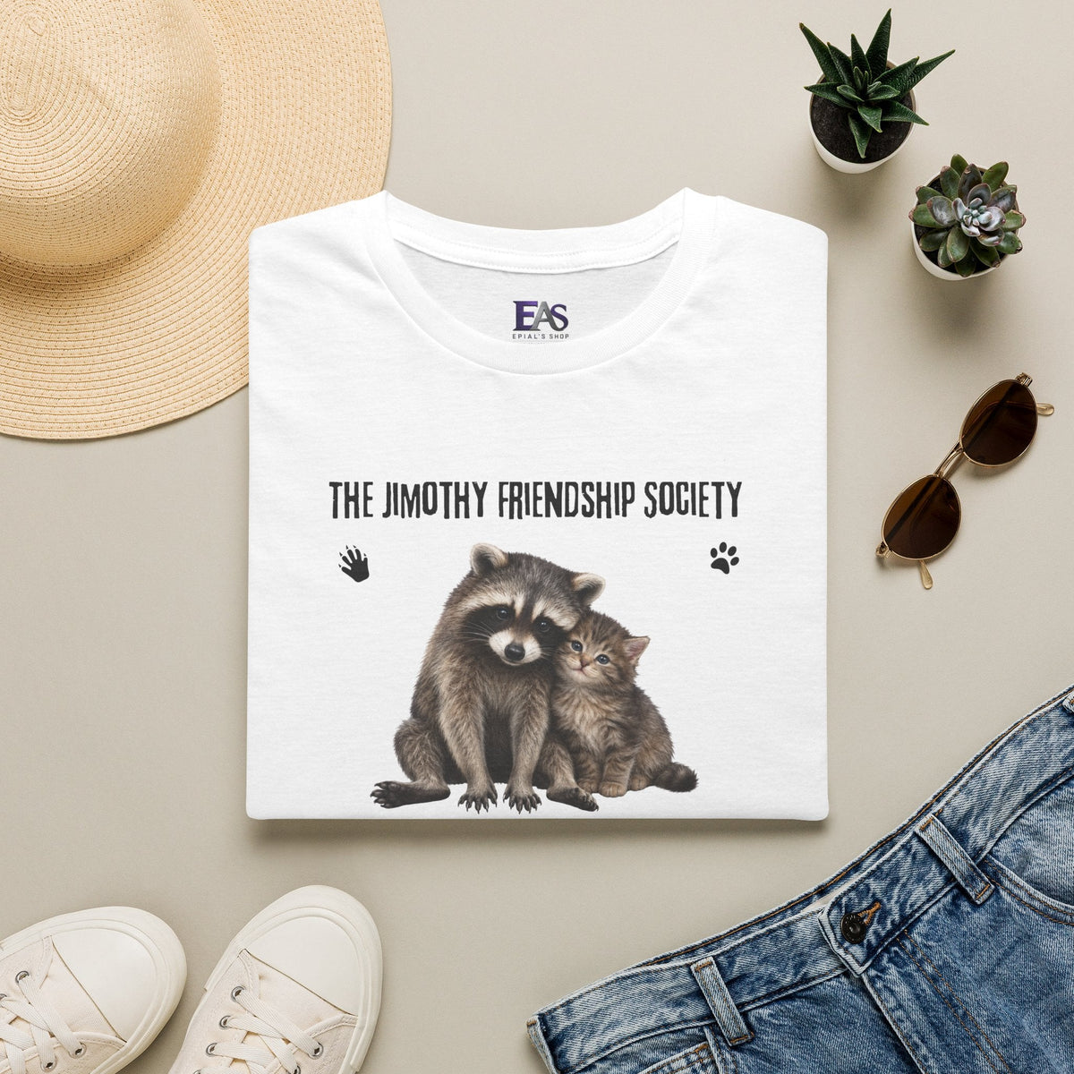 The Jimothy Friendship Society T-Shirt | Raccoon and Kitten Tee - Clothing, Unisex, T-Shirts - EpiAl's Shop