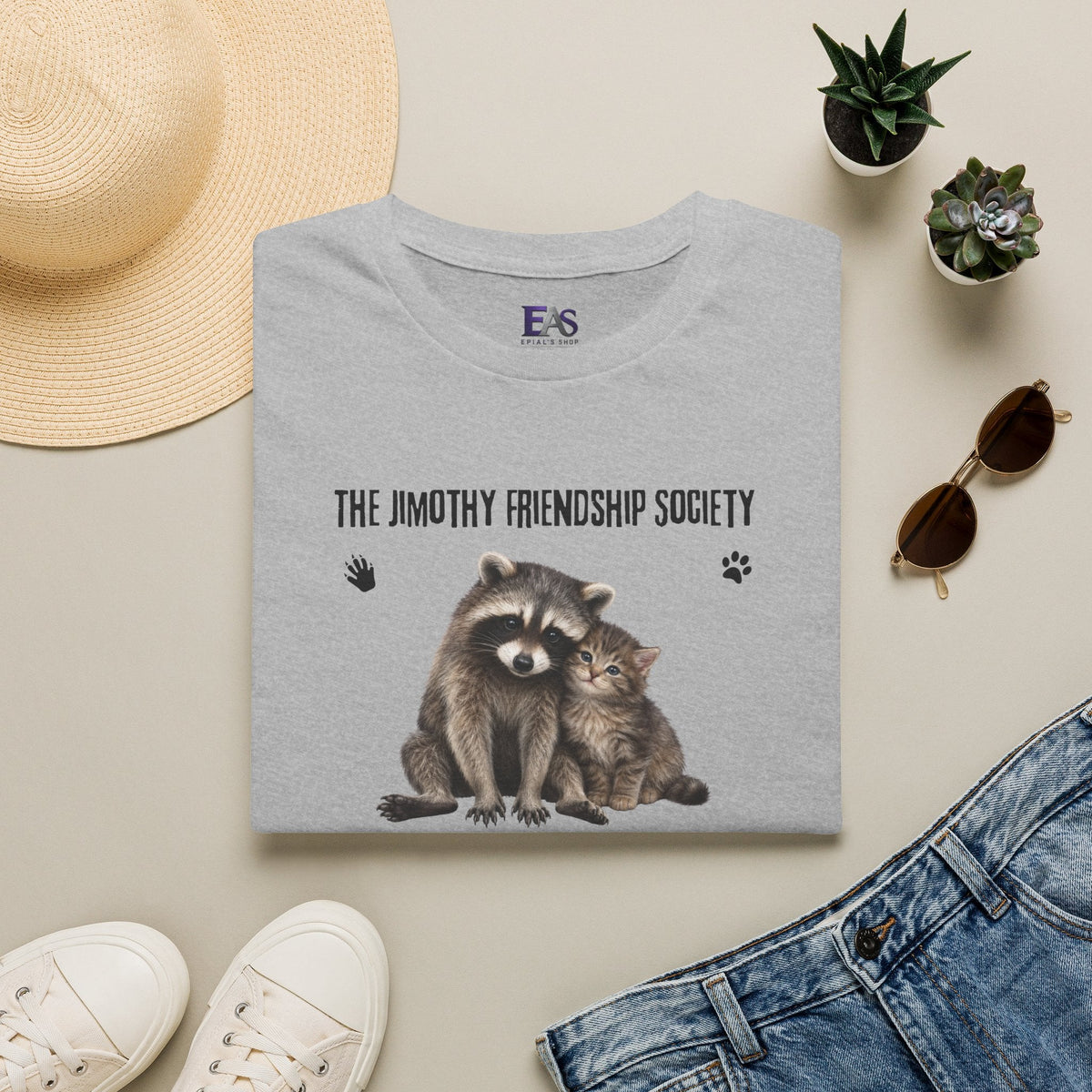 The Jimothy Friendship Society T-Shirt | Raccoon and Kitten Tee - Clothing, Unisex, T-Shirts - EpiAl's Shop