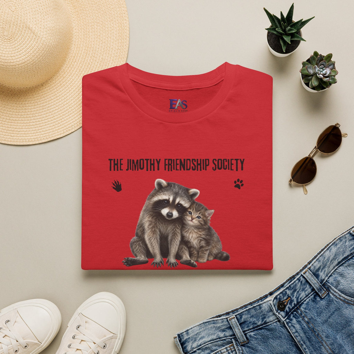 The Jimothy Friendship Society T-Shirt | Raccoon and Kitten Tee - Clothing, Unisex, T-Shirts - EpiAl's Shop