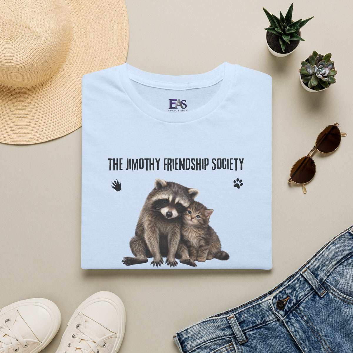 The Jimothy Friendship Society T-Shirt | Raccoon and Kitten Tee - Clothing, Unisex, T-Shirts - EpiAl's Shop