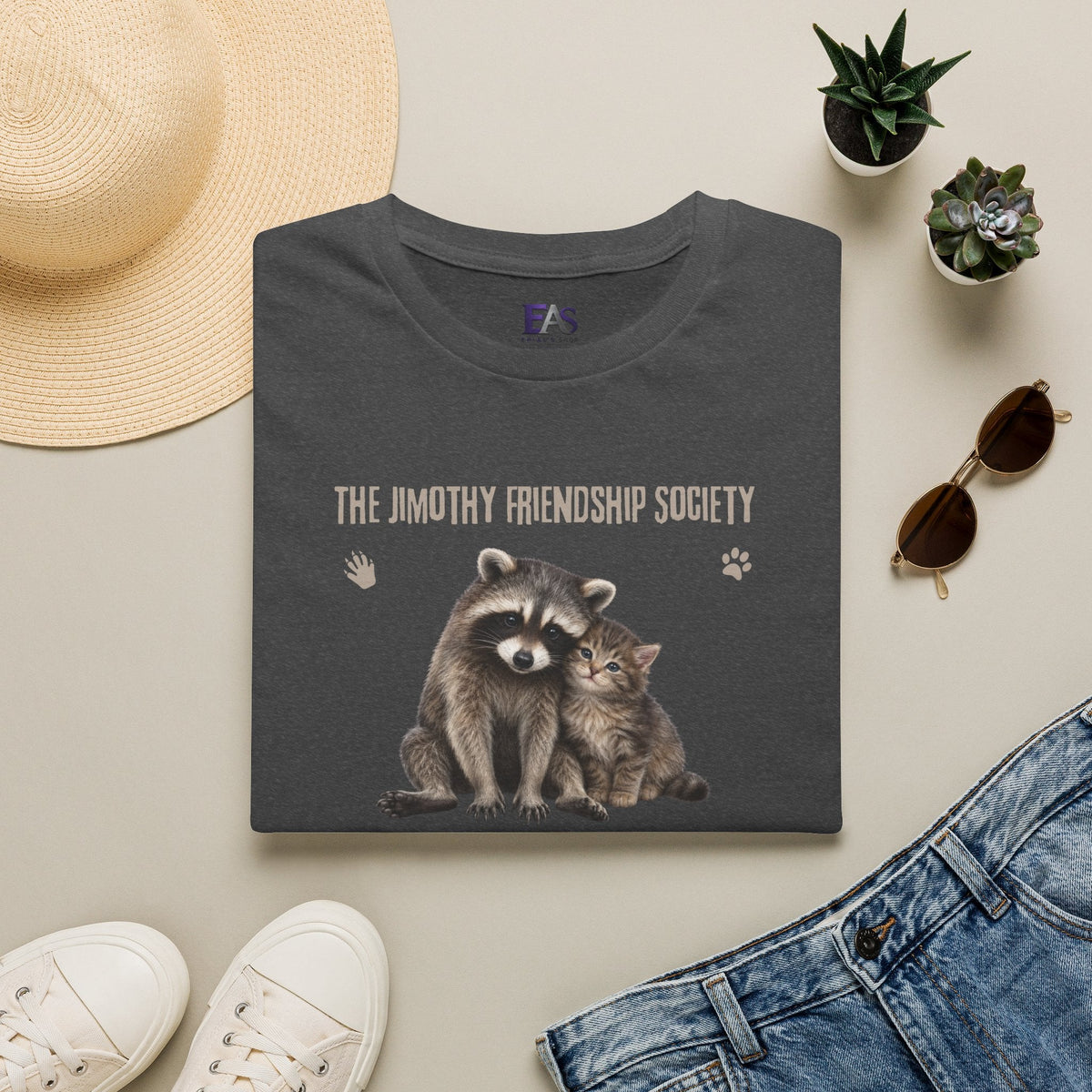 The Jimothy Friendship Society T-Shirt | Raccoon and Kitten Tee - Clothing, Unisex, T-Shirts - EpiAl's Shop