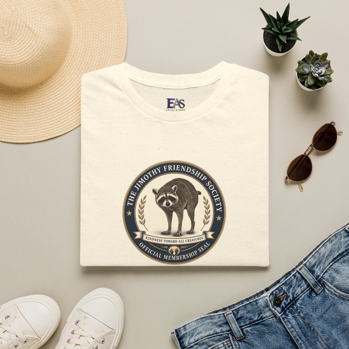 The Jimothy Friendship Society T-Shirt | Raccoon Membership Seal Tee - Clothing, Unisex, T-Shirts - EpiAl's Shop