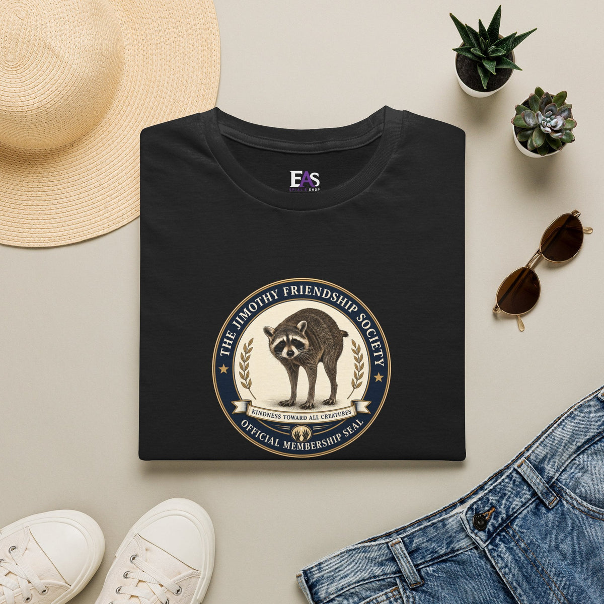 The Jimothy Friendship Society T-Shirt | Raccoon Membership Seal Tee - Clothing, Unisex, T-Shirts - EpiAl's Shop