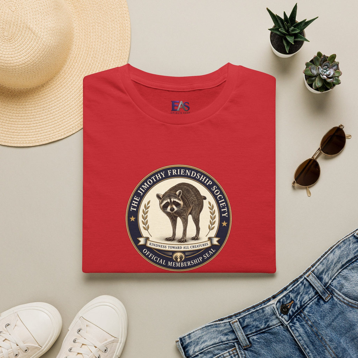 The Jimothy Friendship Society T-Shirt | Raccoon Membership Seal Tee - Clothing, Unisex, T-Shirts - EpiAl's Shop