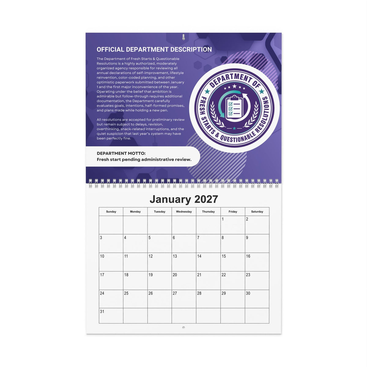 The Officially Unofficial 2027 Wall Calendar - Paper Products, Calendars - EpiAl's Shop
