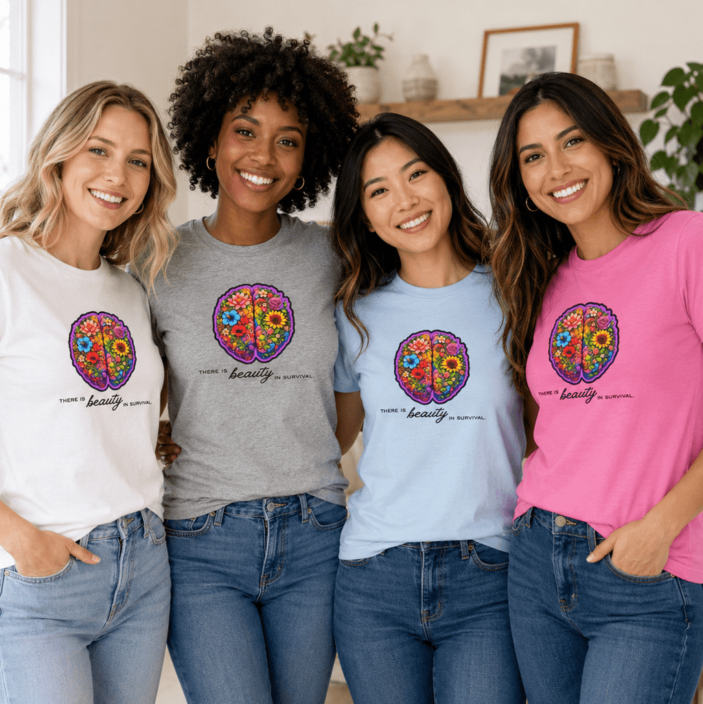 There Is Beauty in Survival Floral Brain Tee - Clothing, Women, T-Shirts - EpiAl's Shop