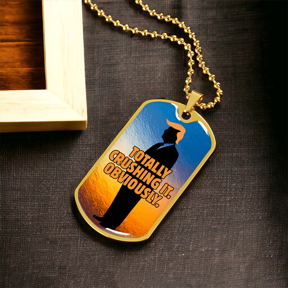 “Totally Crushing It. Obviously.” Engraved Dog Tag Necklace - Jewelry, Necklaces - EpiAl's Shop