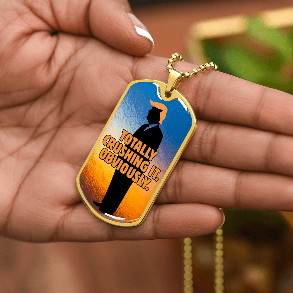 “Totally Crushing It. Obviously.” Engraved Dog Tag Necklace - Jewelry, Necklaces - EpiAl's Shop