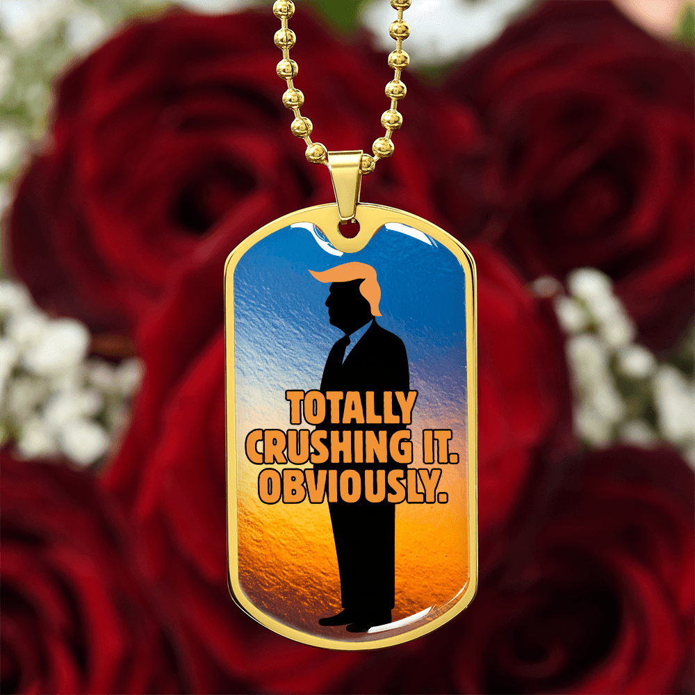 “Totally Crushing It. Obviously.” Engraved Dog Tag Necklace - Jewelry, Necklaces - EpiAl's Shop