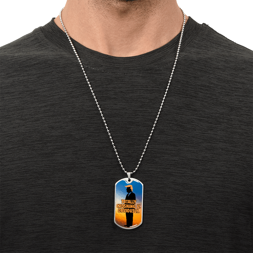 “Totally Crushing It. Obviously.” Engraved Dog Tag Necklace - Jewelry, Necklaces - EpiAl's Shop