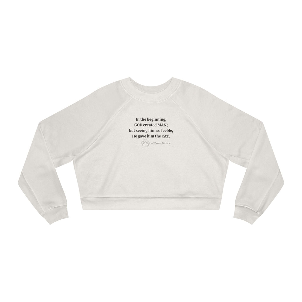 Trendy Cropped Fleece Pullover - God Created Cats - Clothing, Sweatshirts, Crop - EpiAl's Shop