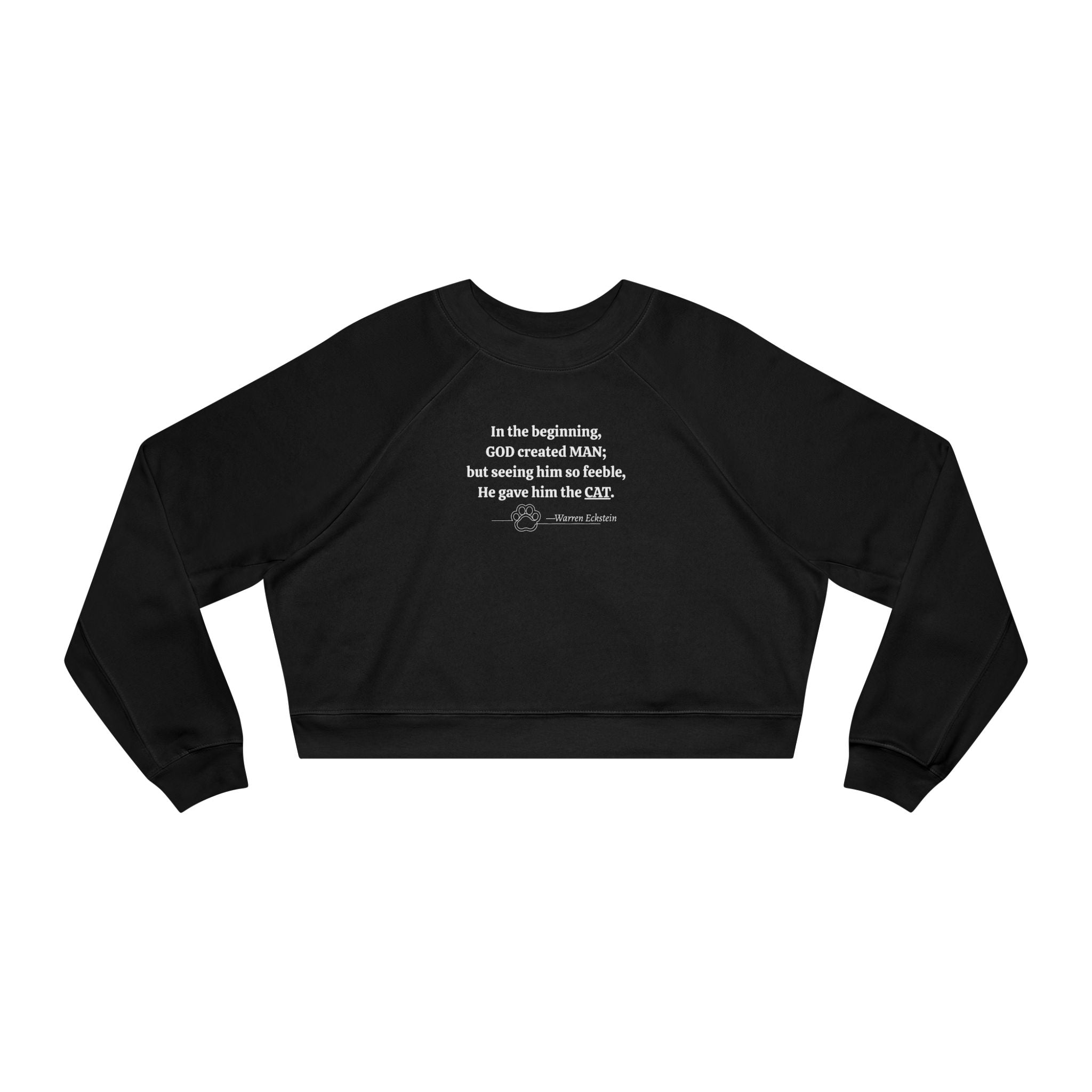 Trendy Cropped Fleece Pullover - God Created Cats - Clothing, Sweatshirts, Crop - EpiAl's Shop