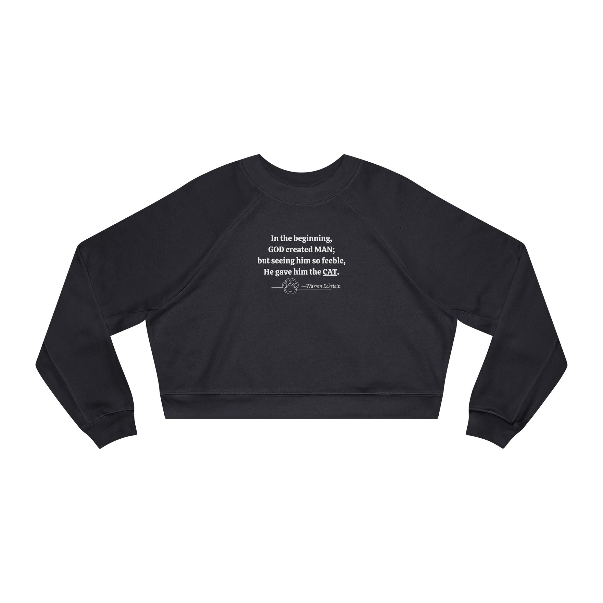Trendy Cropped Fleece Pullover - God Created Cats - Clothing, Sweatshirts, Crop - EpiAl's Shop