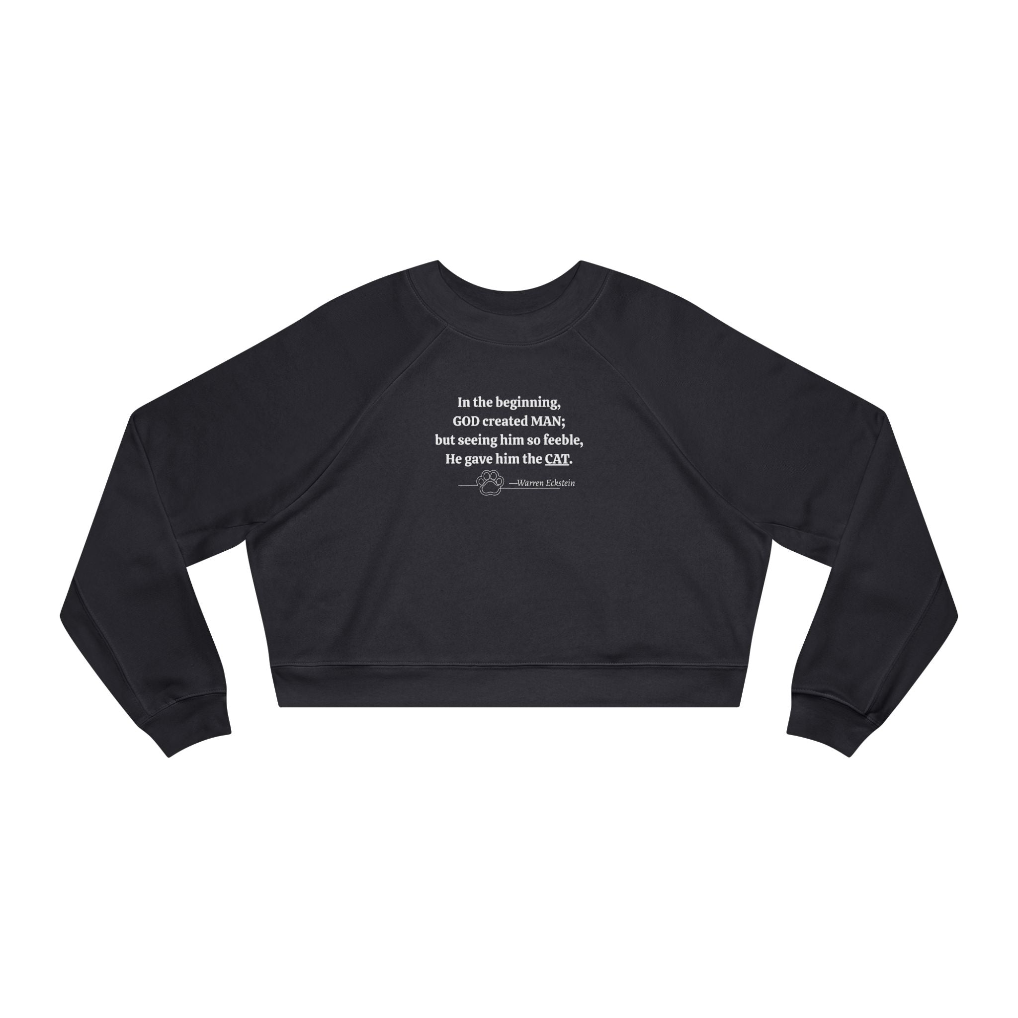 Trendy Cropped Fleece Pullover - God Created Cats - Clothing, Sweatshirts, Crop - EpiAl's Shop