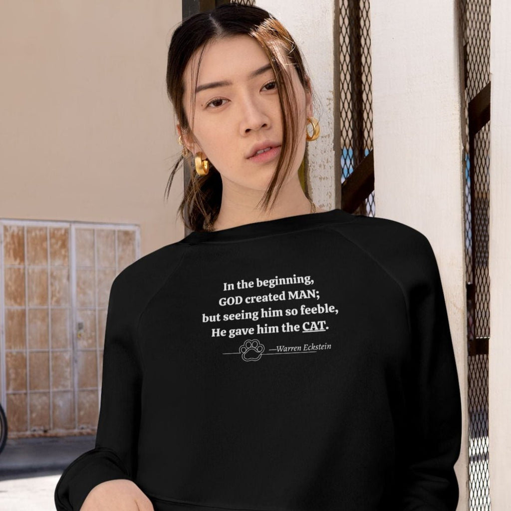 Trendy Cropped Fleece Pullover - God Created Cats - Clothing, Sweatshirts, Crop - EpiAl's Shop