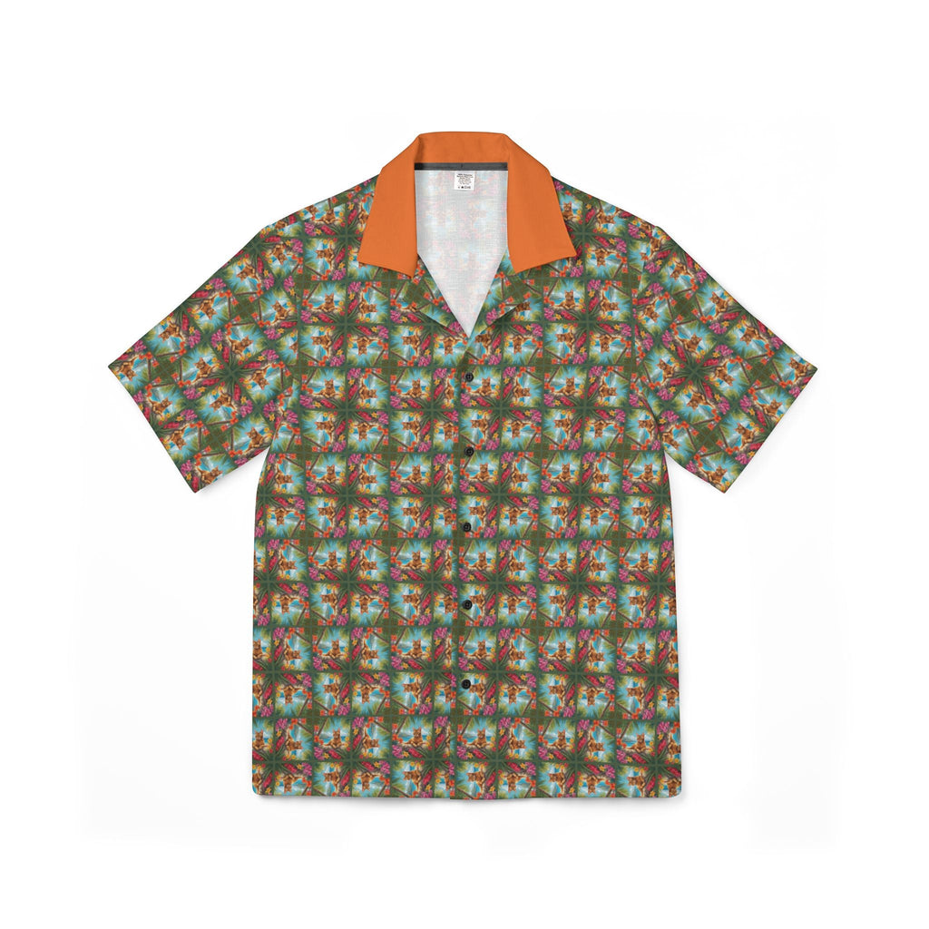 Tropical Orange Tabby Men's Hawaiian Camp Shirt - Clothing, Hawaiian Style Shirts - EpiAl's Shop