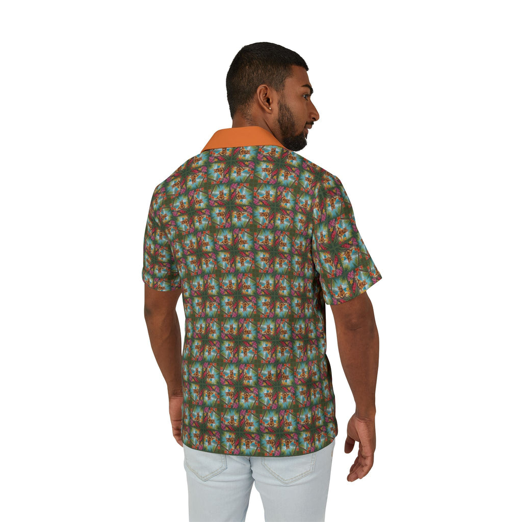 Tropical Orange Tabby Men's Hawaiian Camp Shirt - Clothing, Hawaiian Style Shirts - EpiAl's Shop