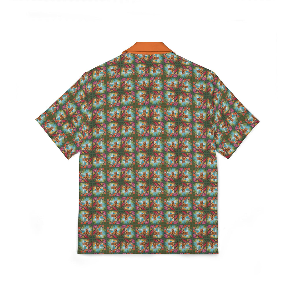 Tropical Orange Tabby Men's Hawaiian Camp Shirt - Clothing, Hawaiian Style Shirts - EpiAl's Shop