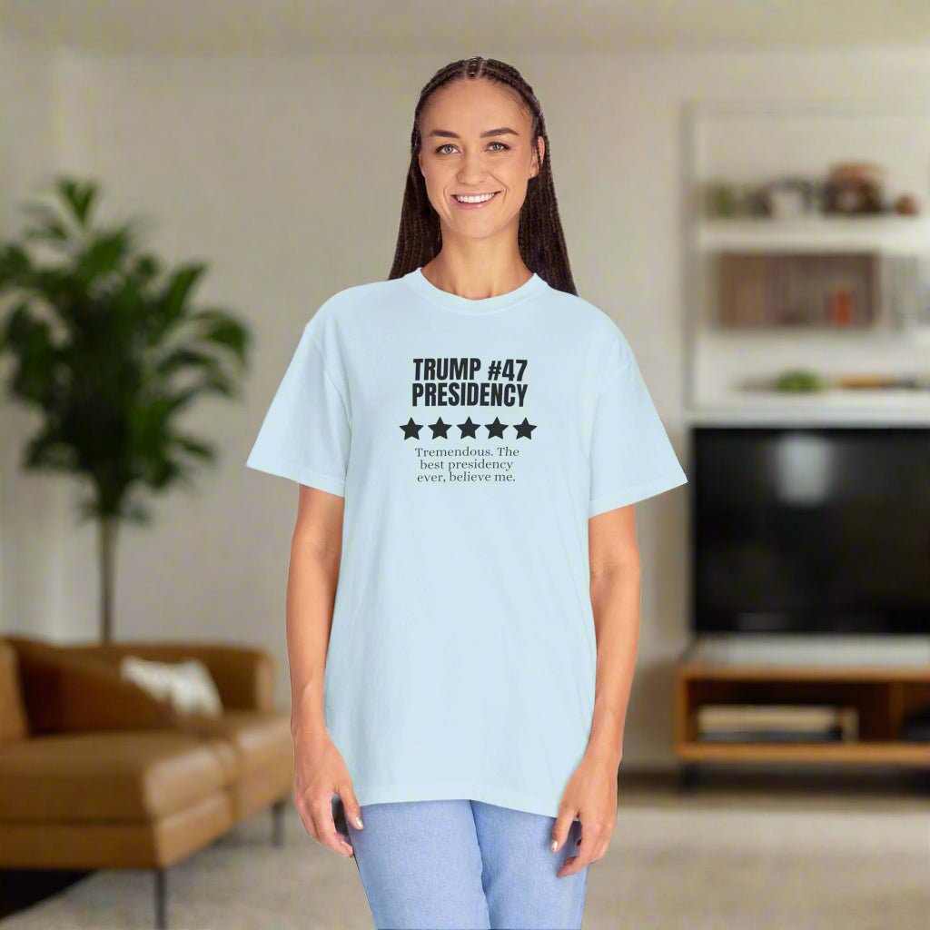 Trump 47 Presidency Five Star Review Unisex Garment - Dyed T-shirt - Clothing, T-shirts - EpiAl's Shop