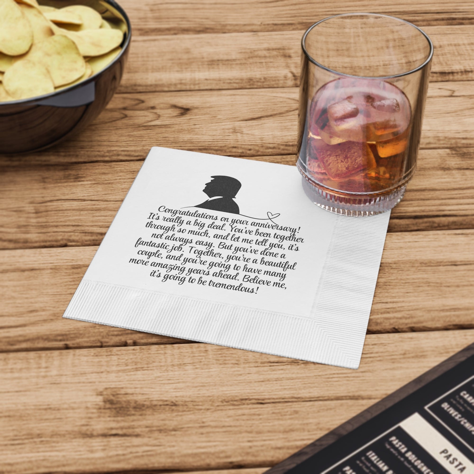 Trump Anniversary Wishes White Coined Napkins - Paper Products, Napkins - EpiAl's Shop