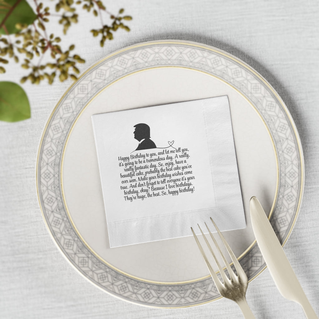 Trump Birthday Wishes White Coined Napkins - Paper Products, Napkins - EpiAl's Shop