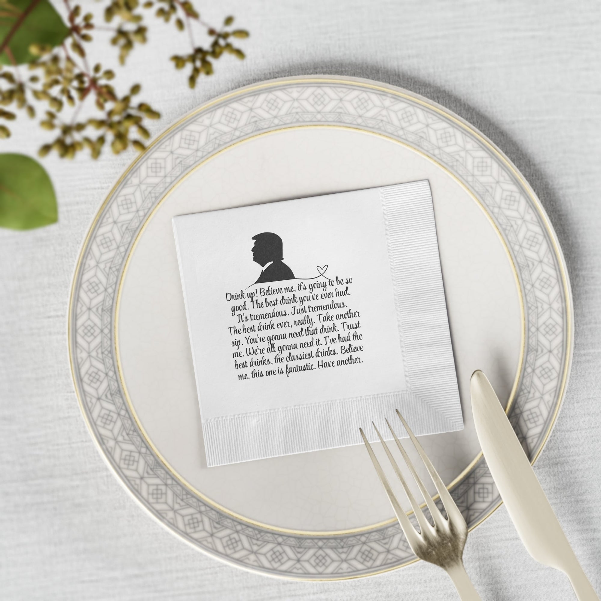 Trump Have Another Drink White Coined Napkins - Paper Products, Napkins - EpiAl's Shop