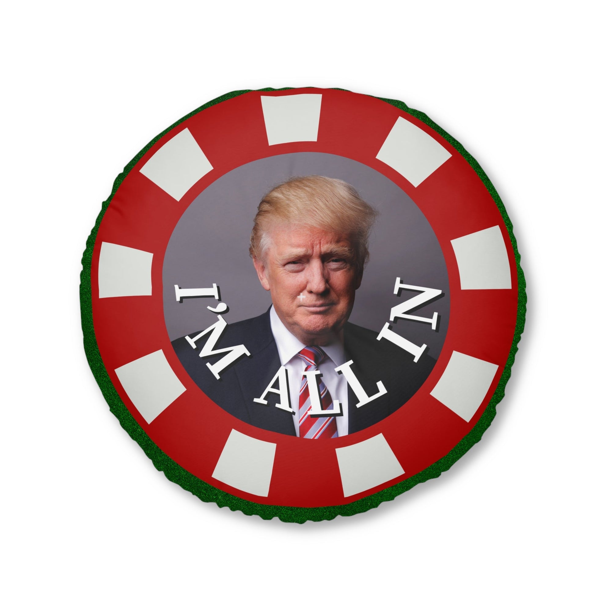 Trump - Inspired Round Tufted Floor Pillow - "I'm All In" - Decor, Home, Pillows - EpiAl's Shop