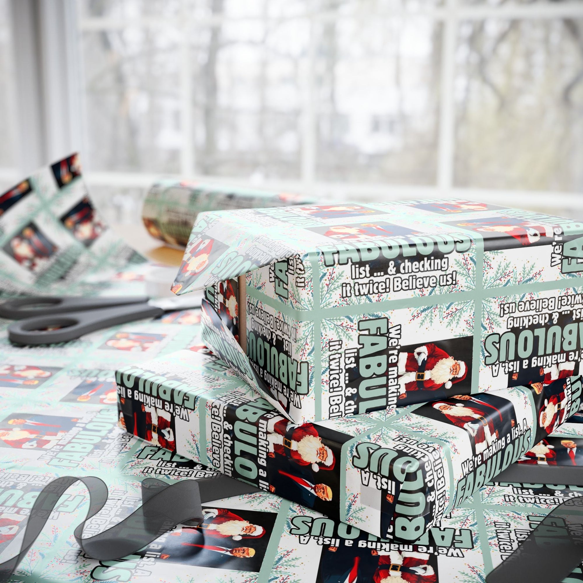 Trump Santa Fabulous List Wrapping Paper Roll - Paper Products, Gift Wrapping Paper - EpiAl's Shop