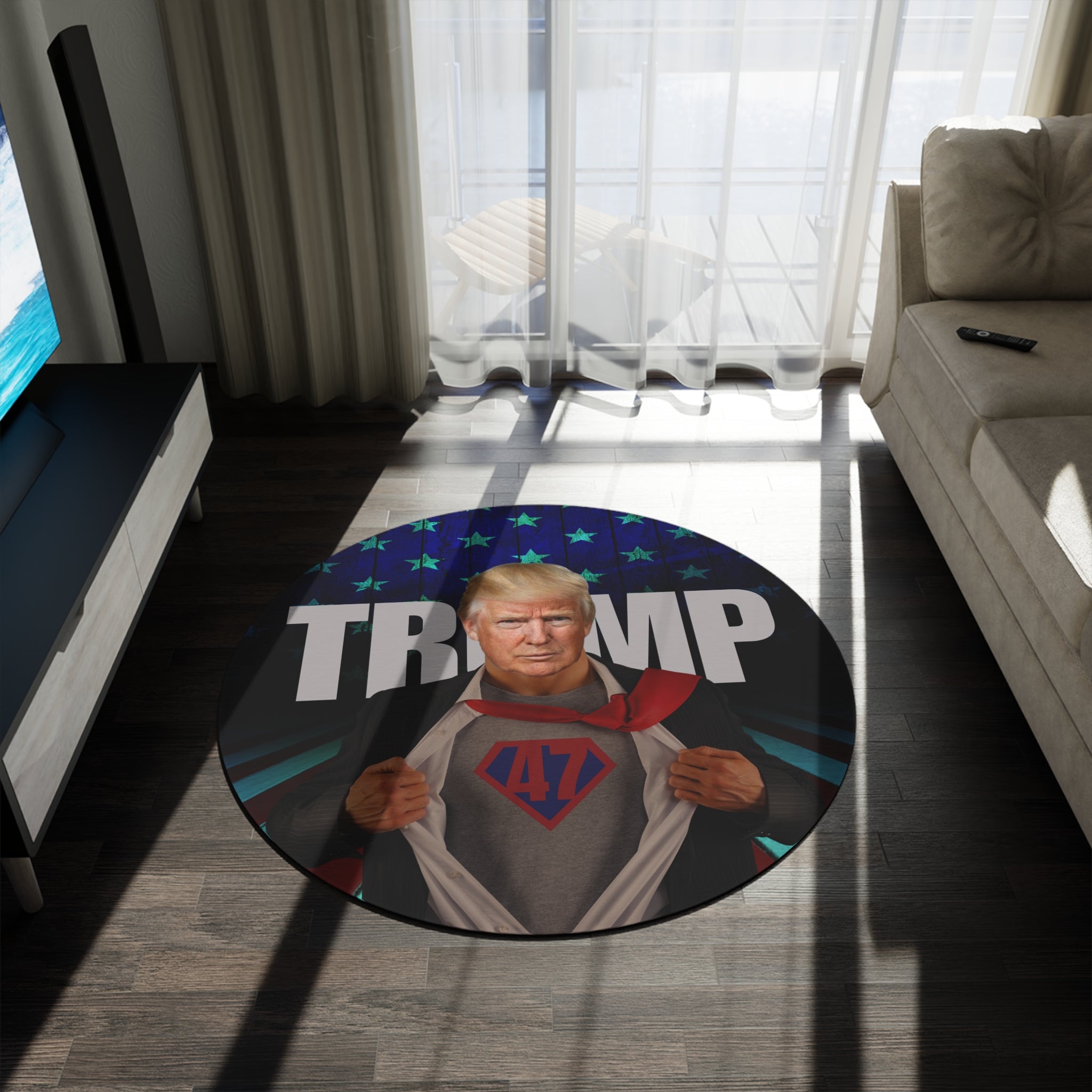 Trump Superhero Round Rug - Patriotic Home Decor - Decor, Home, Rugs & Doormats - EpiAl's Shop