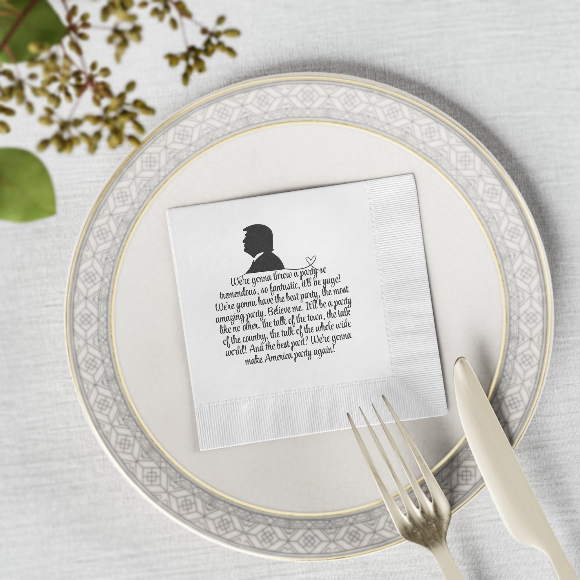 Trump The Best Party White Coined Napkins - Paper Products, Napkins - EpiAl's Shop