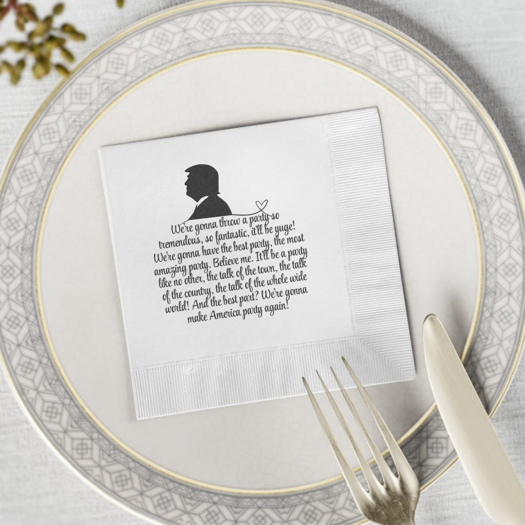 Trump The Best Party White Coined Napkins - Paper Products, Napkins - EpiAl's Shop