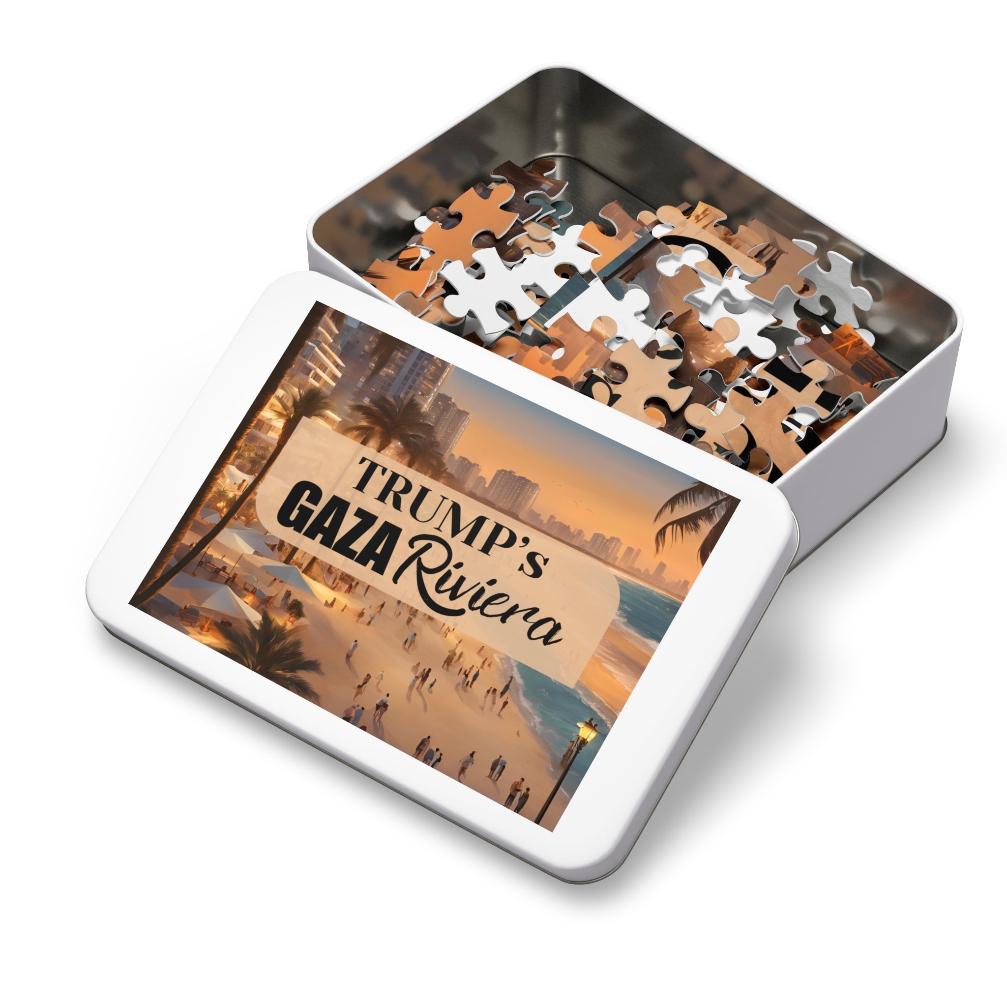 Trump's Gaza Riviera Jigsaw Puzzle with Tin - Toys & Games, Puzzles - EpiAl's Shop