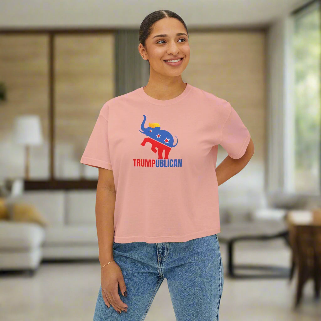Trumpublican Women's Boxy Tee - Clothing, T-shirts, Crop - EpiAl's Shop