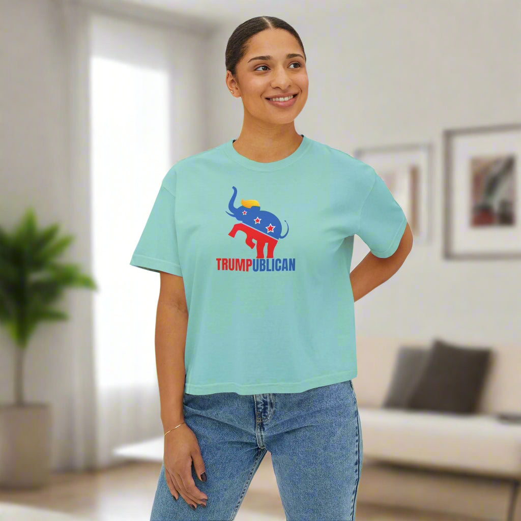 Trumpublican Women's Boxy Tee - Clothing, T-shirts, Crop - EpiAl's Shop